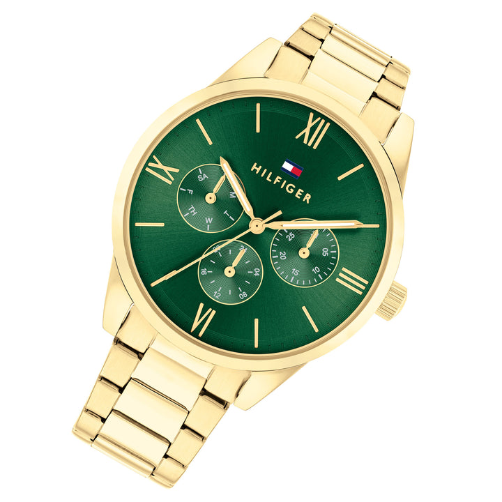 Tommy Hilfiger Gold Steel Green Dial Multi-function Women's Watch - 1782746