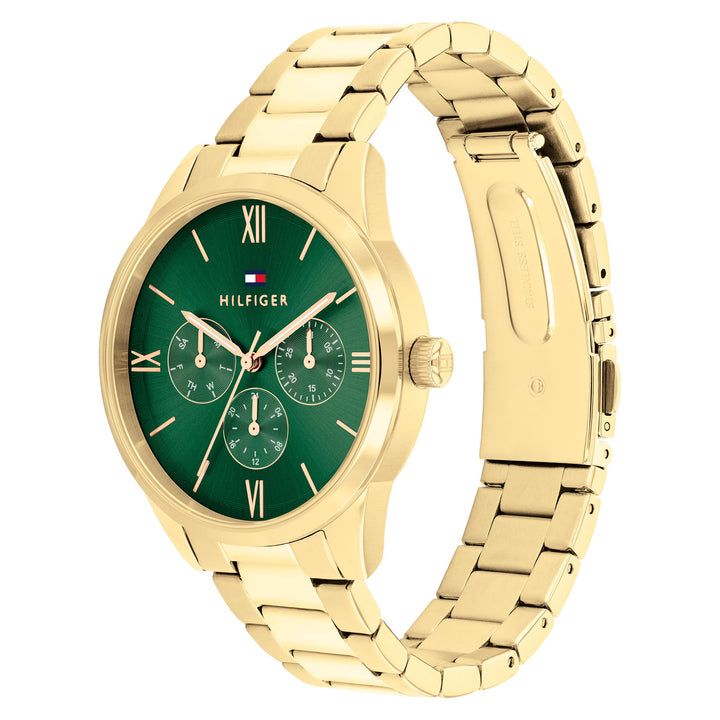 Tommy Hilfiger Gold Steel Green Dial Multi-function Women's Watch - 1782746