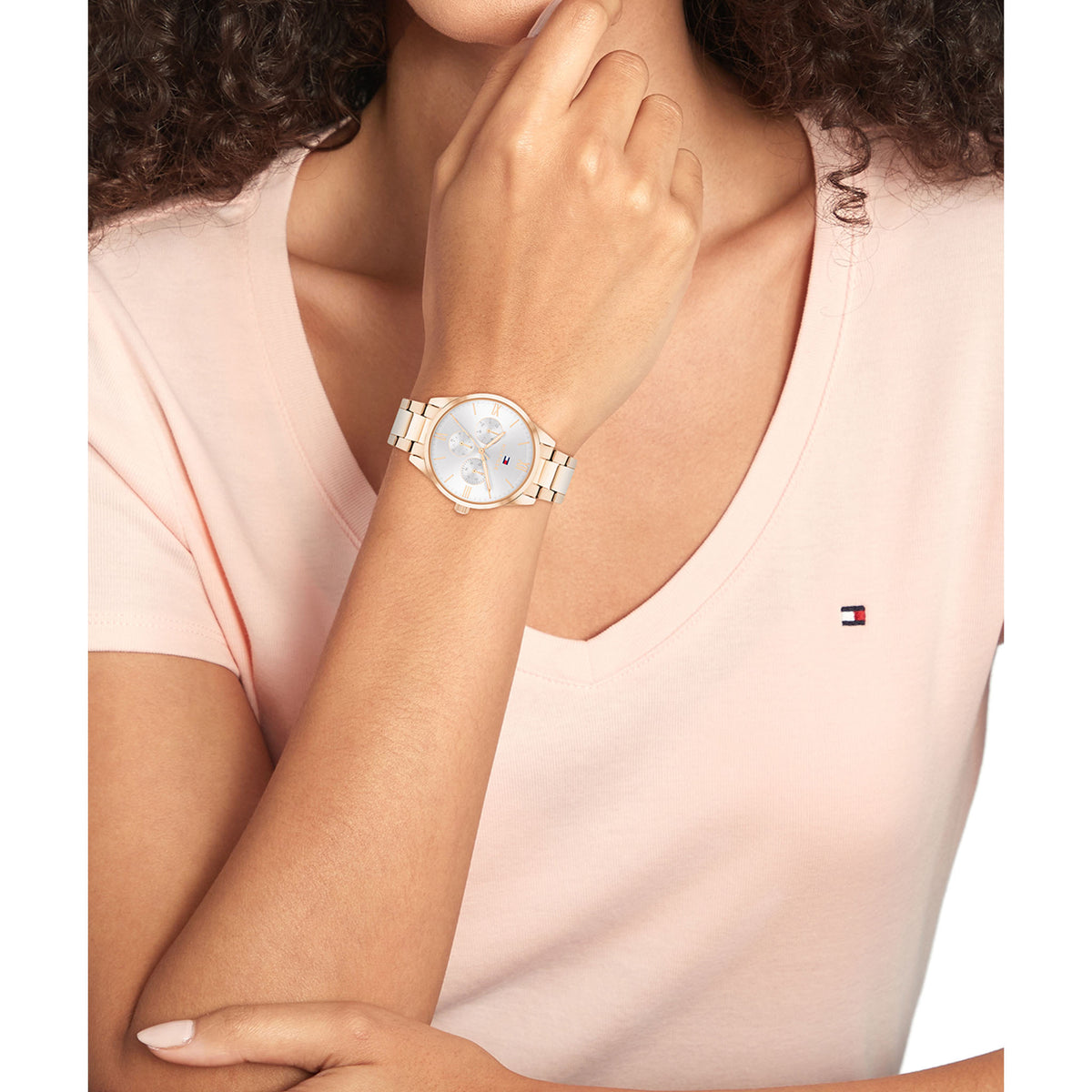 Tommy Hilfiger Rose Gold Steel Grey Dial Multi-function Women's Watch - 1782747