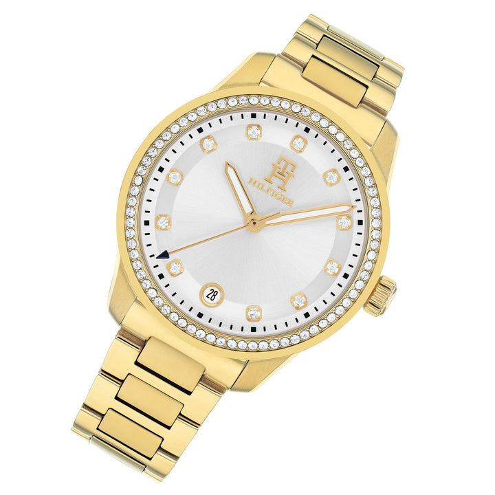 Tommy Hilfiger Gold Steel Silver Dial Women's Watch - 1782758