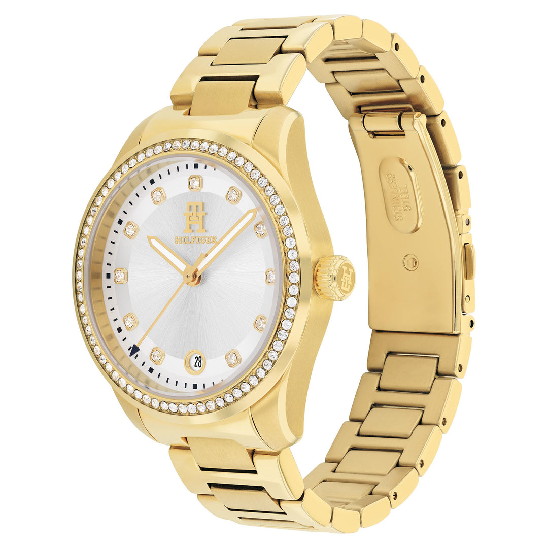 Tommy Hilfiger Gold Steel Silver Dial Women's Watch - 1782758