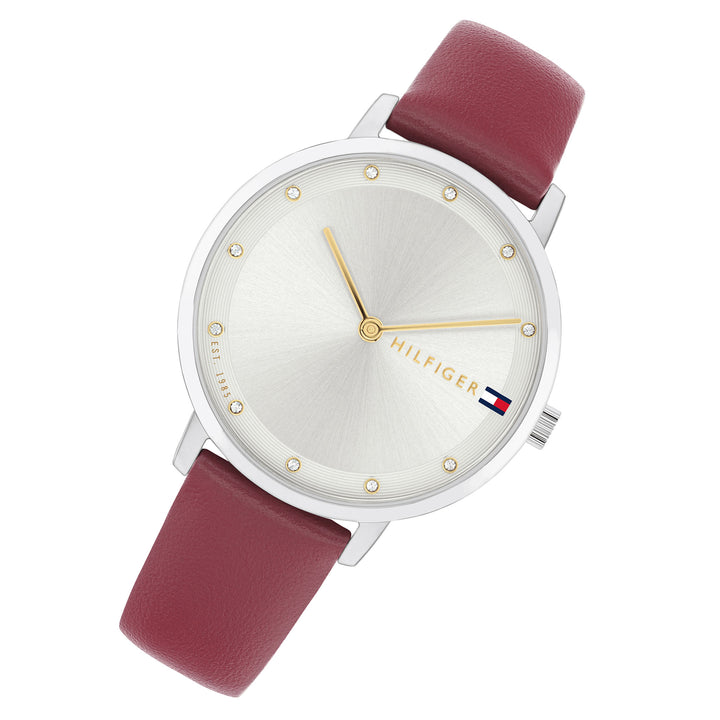 Tommy Hilfiger Cranberry Leather Silver White Dial Women's Watch - 1782763