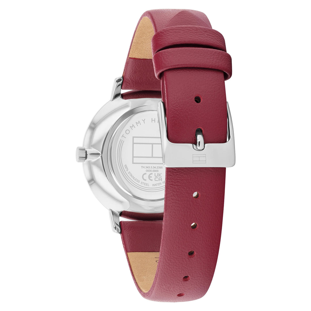 Tommy Hilfiger Cranberry Leather Silver White Dial Women's Watch - 1782763