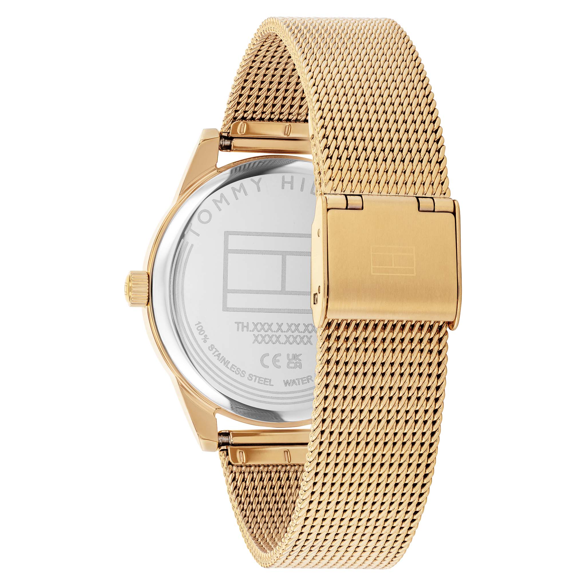 Tommy Hilfiger Gold Steel Mesh Blush Dial Multi-function Women's Watch - 1782769
