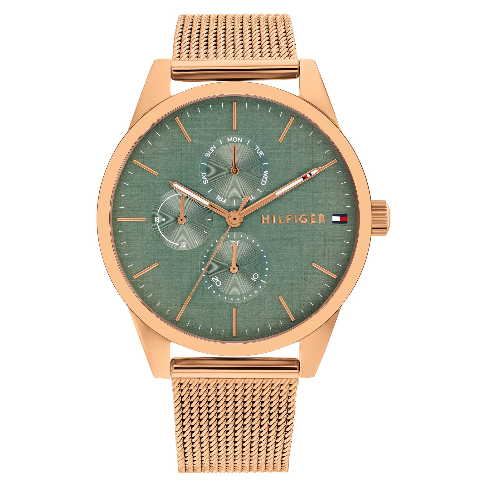Tommy Hilfiger Rose Gold Steel Green Dial Multi-function Women's Watch - 1782770
