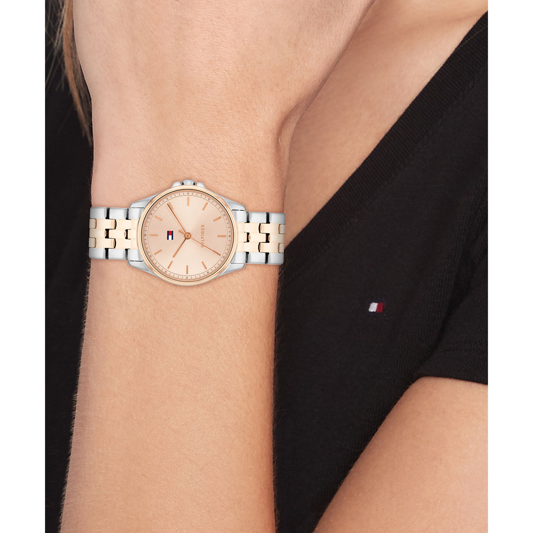 Tommy Hilfiger Two-Tone Steel Rose Gold Dial Women's Watch - 1782772