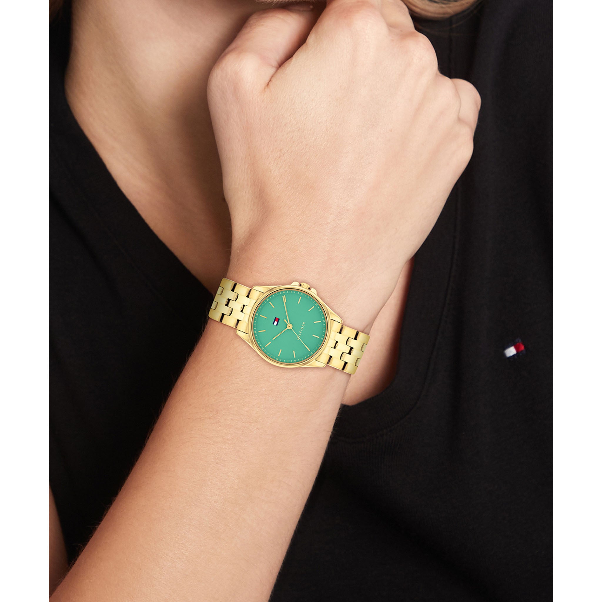 Tommy Hilfiger Gold Steel Green Dial Women's Watch - 1782774