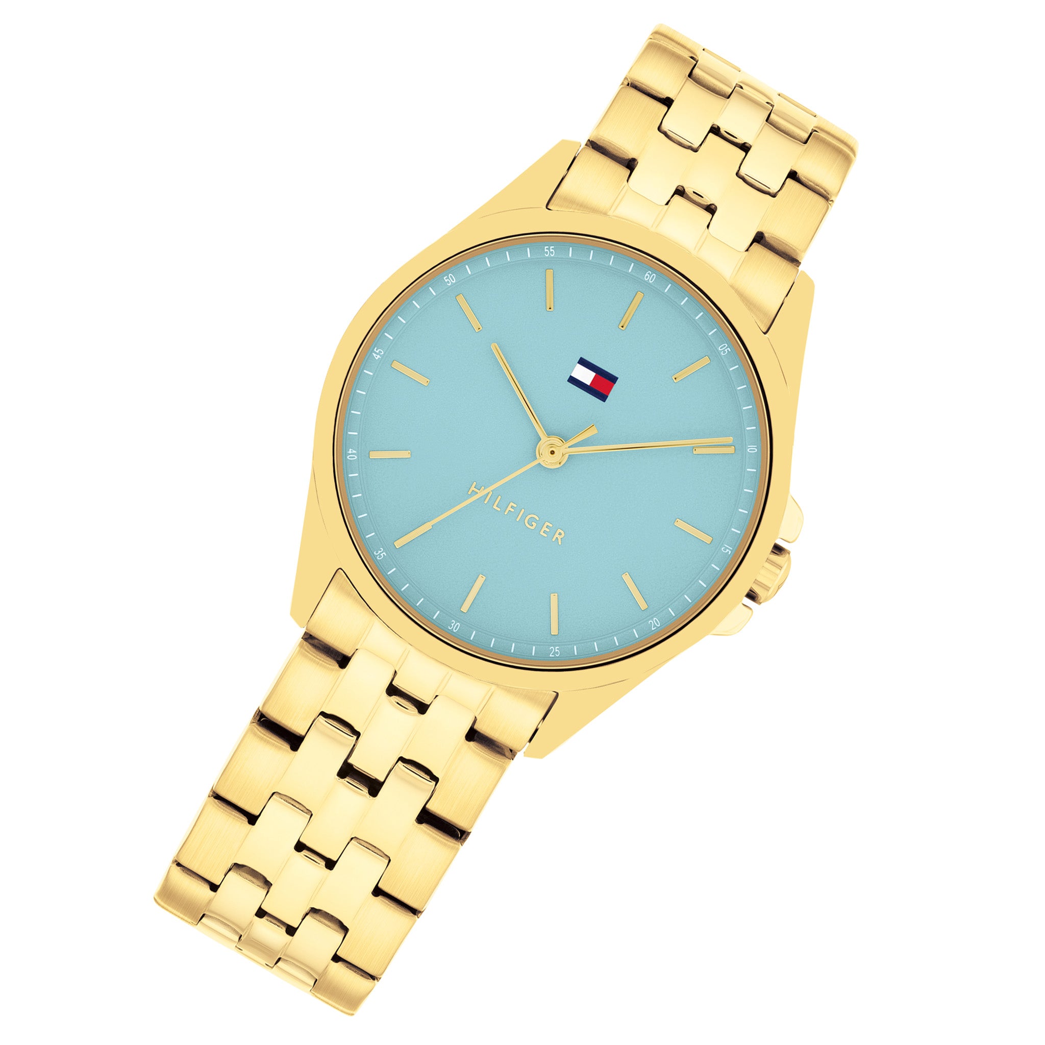 Tommy Hilfiger Gold Steel Blue Dial Women's Watch - 1782776