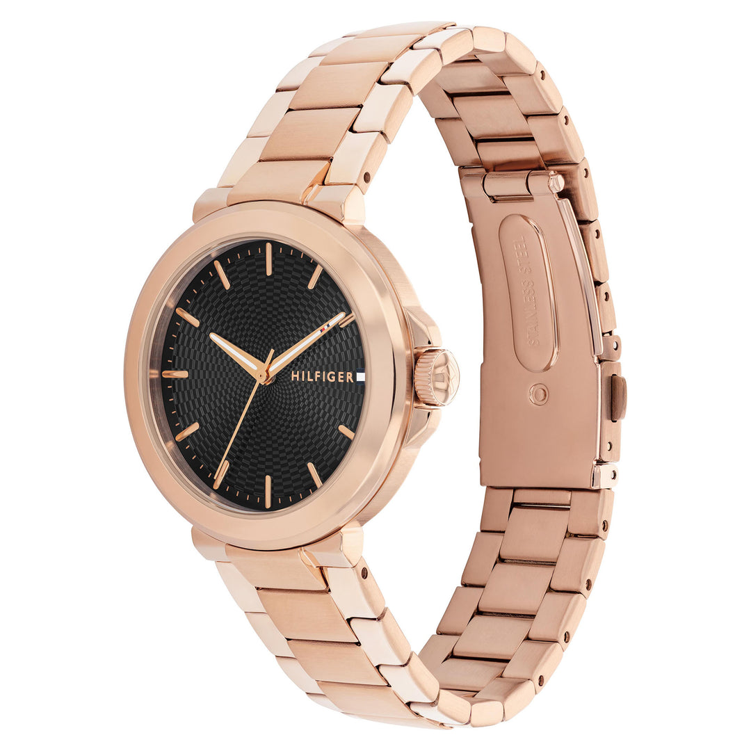 Tommy Hilfiger Carnation Gold Steel Black Dial Women's Watch - 1782780
