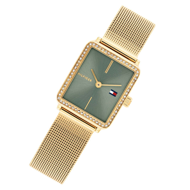 Tommy Hilfiger Gold Steel Mesh Green Dial Women's Watch - 1782791