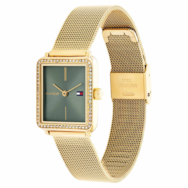 Tommy Hilfiger Gold Steel Mesh Green Dial Women's Watch - 1782791