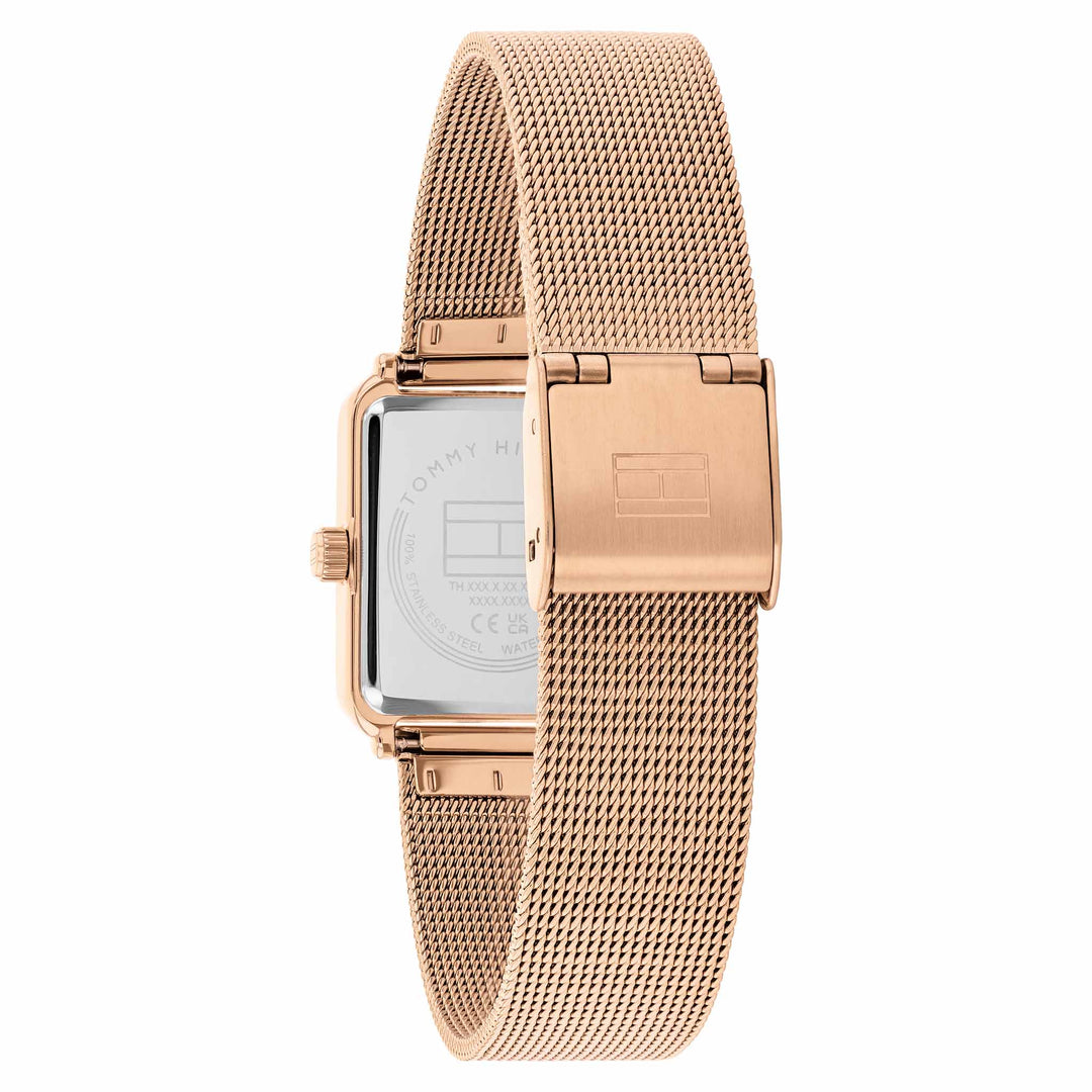 Tommy Hilfiger Rose Gold Steel Mesh Black Dial Women's Watch - 1782800