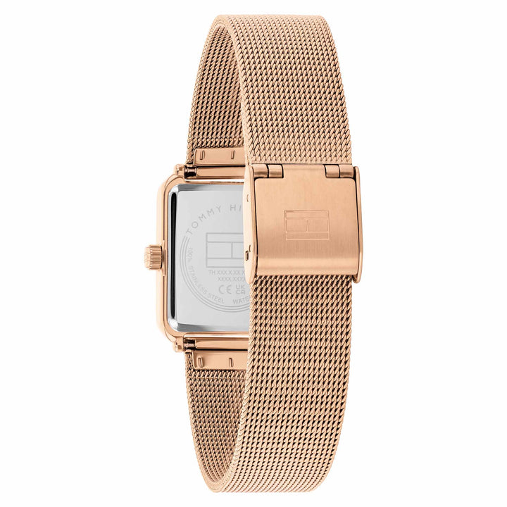 Tommy Hilfiger Rose Gold Steel Mesh Black Dial Women's Watch - 1782800