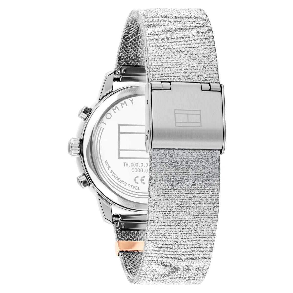 Tommy Hilfiger Silver Steel Mesh Blue Dial Multi-function Women's Watch - 1782807