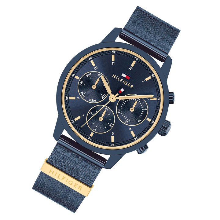 Tommy Hilfiger Blue Steel Mesh & Gold Steel Blue Dial Multi-function Women's Watch - 1782809