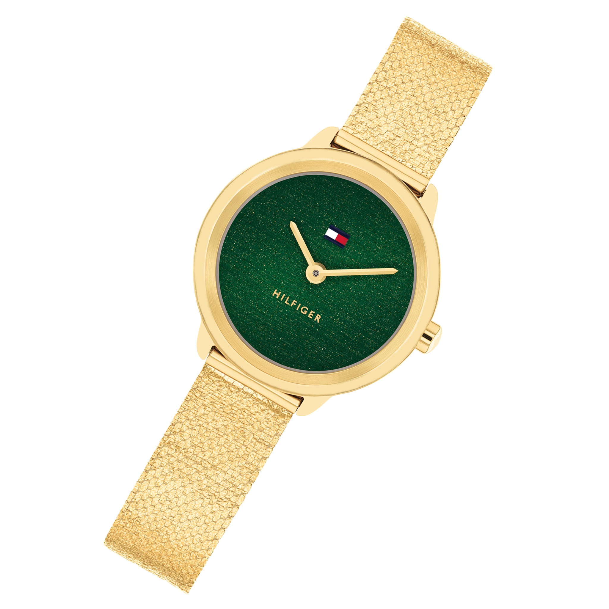 Tommy Hilfiger Gold Steel Mesh Green Dial Women's Watch - 1782812