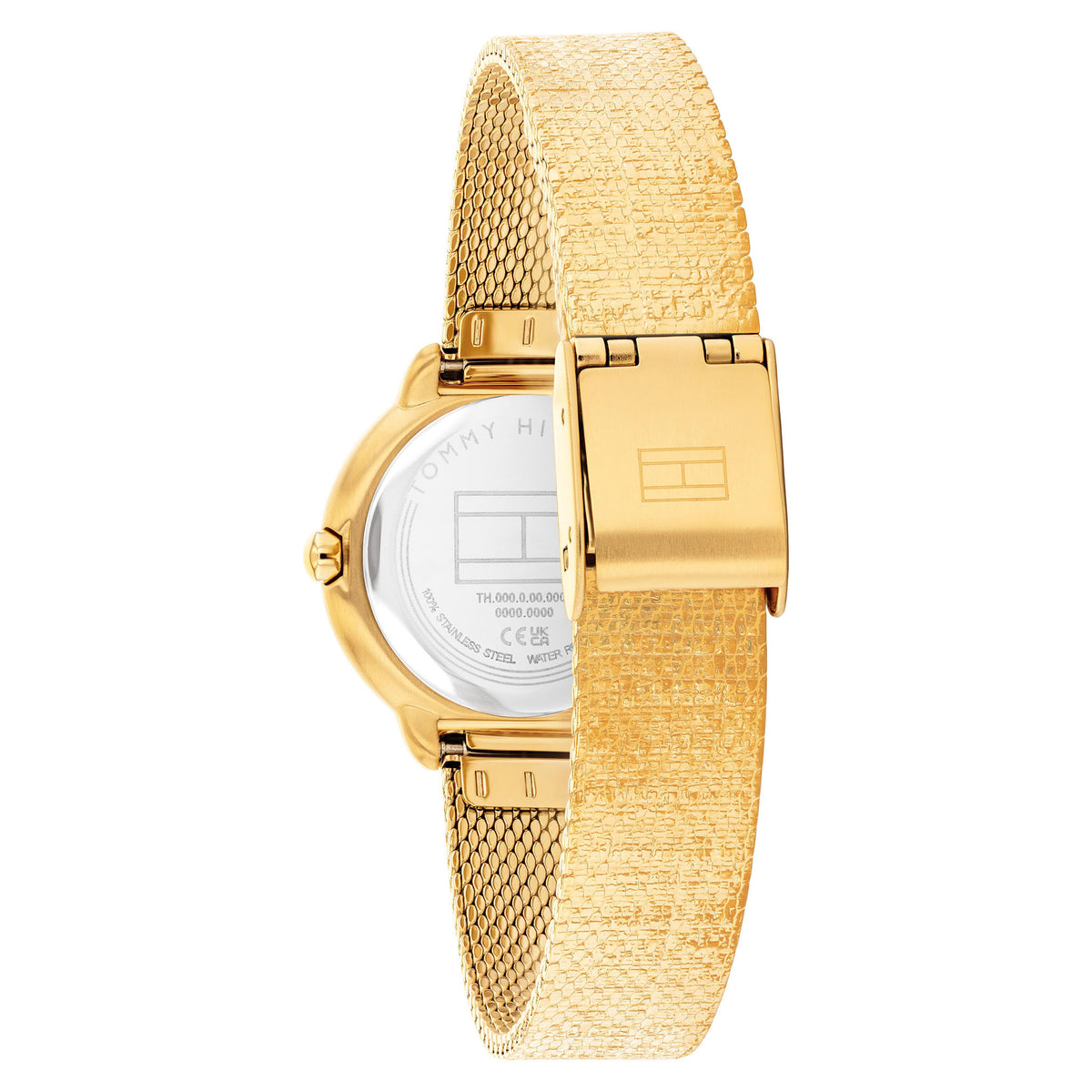 Tommy Hilfiger Gold Steel Mesh Black Dial Women's Watch - 1782813