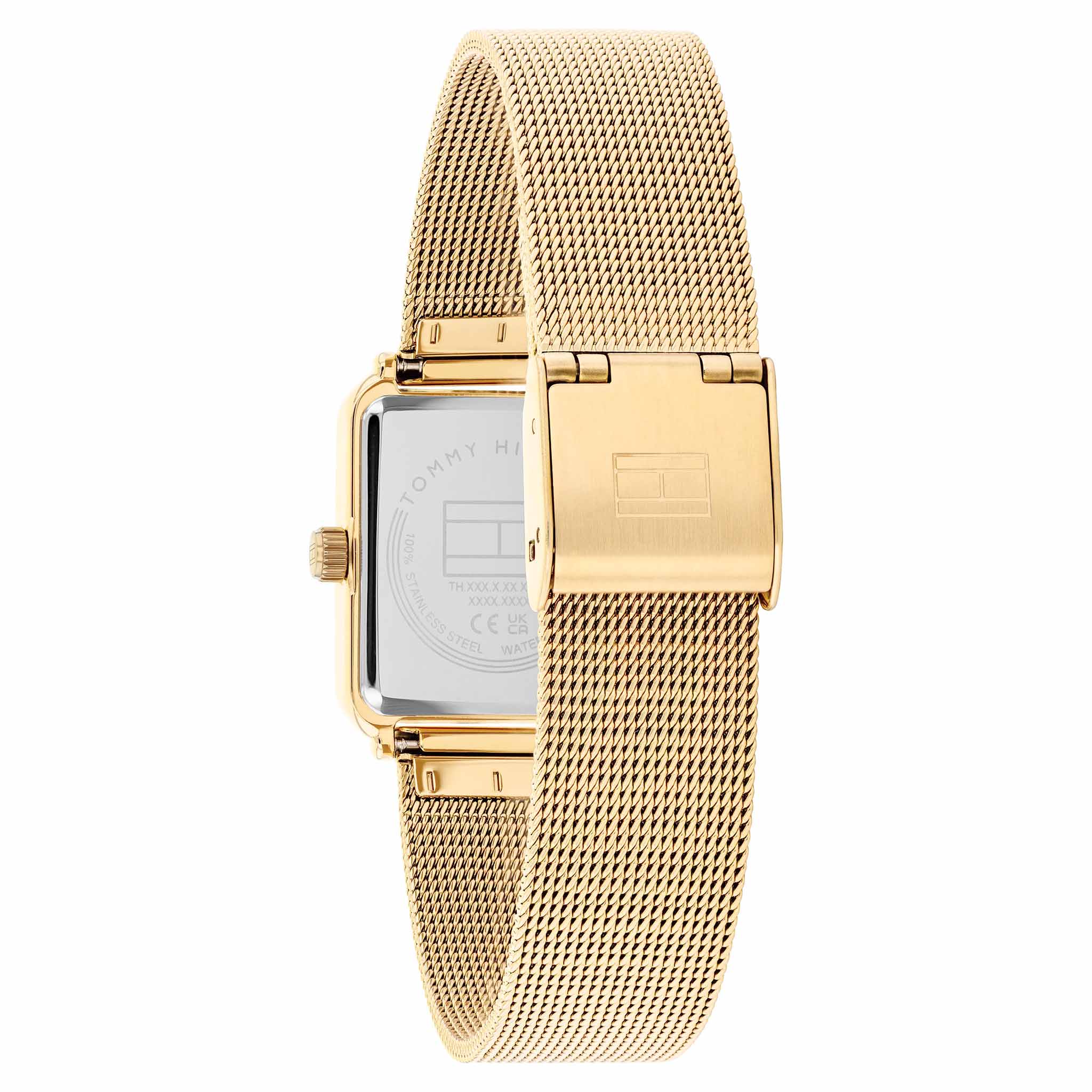 Tommy Hilfiger Gold Steel Mesh Silver White Dial Women's Watch - 1782829