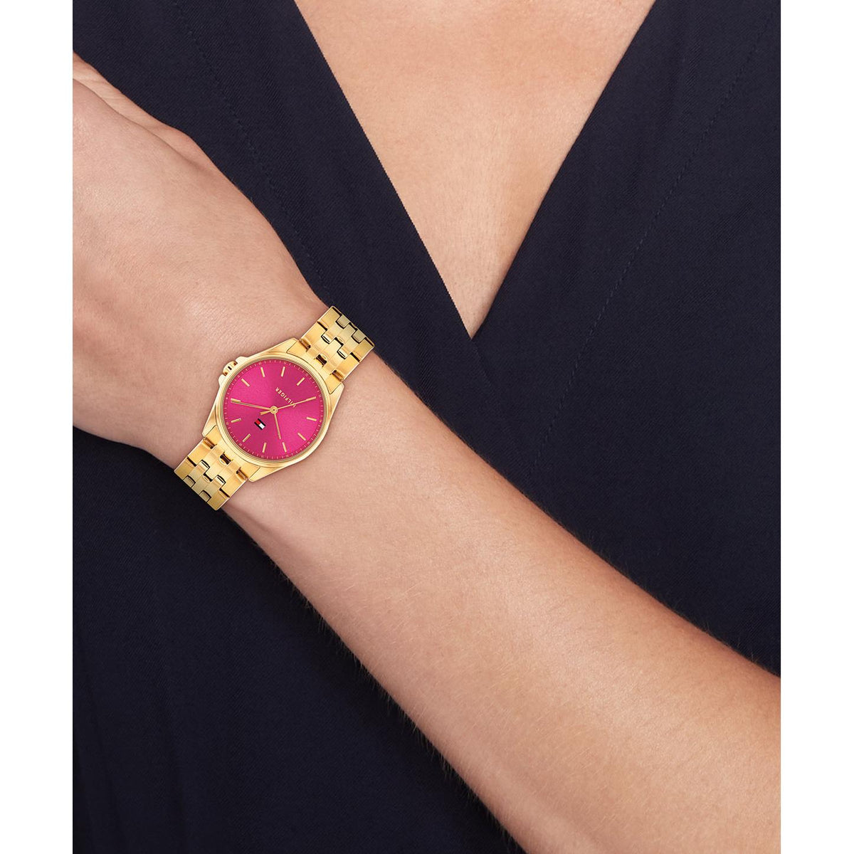 Tommy Hilfiger Gold Steel Pink Dial Women's Watch - 1782854