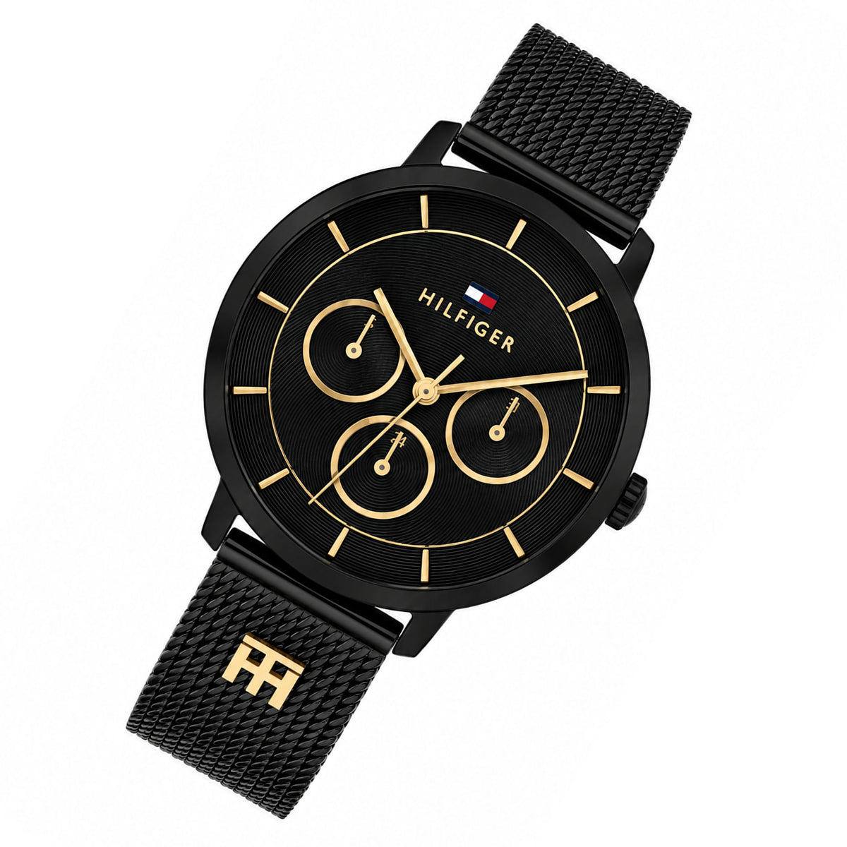 Tommy Hilfiger Steel Mesh Black Dial Multi-function Women's Watch - 1782882