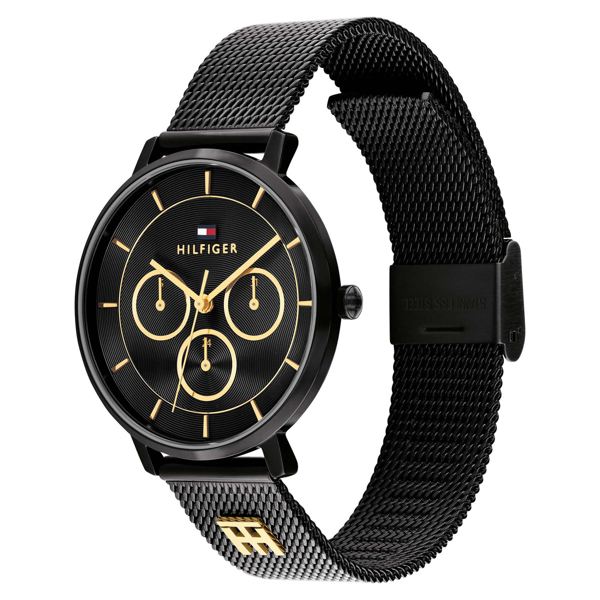 Tommy Hilfiger Steel Mesh Black Dial Multi-function Women's Watch - 1782882