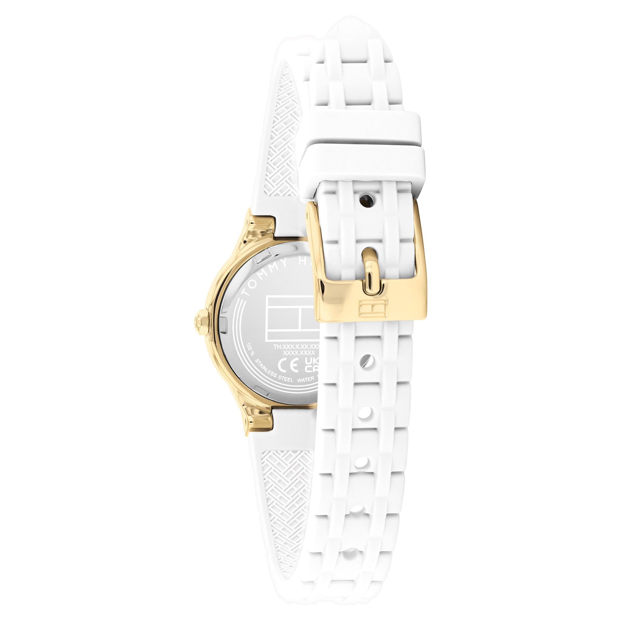 Tommy Hilfiger White Silicone Gold Dial Women's Watch - 1782883