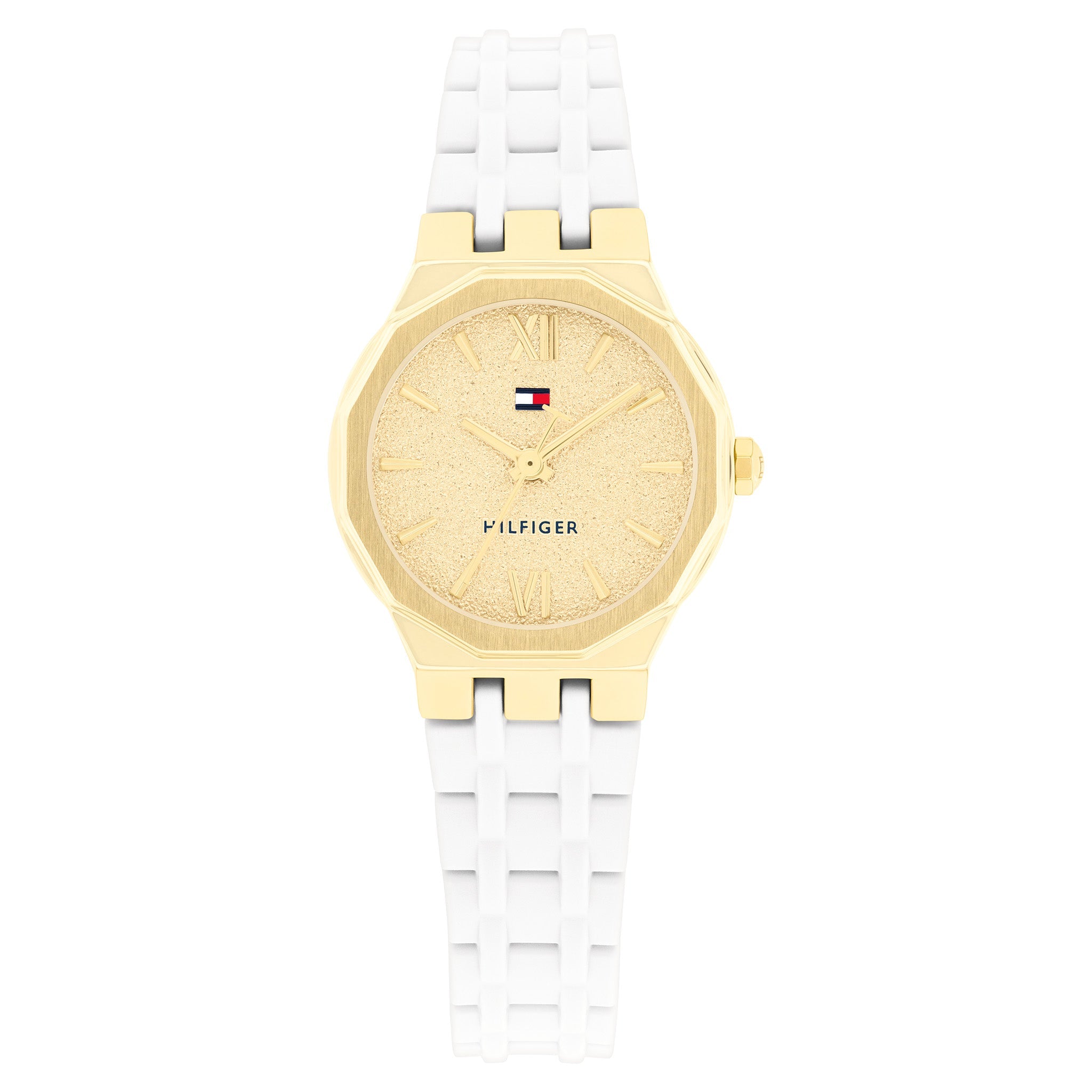 Tommy Hilfiger White Silicone Gold Dial Women's Watch - 1782883