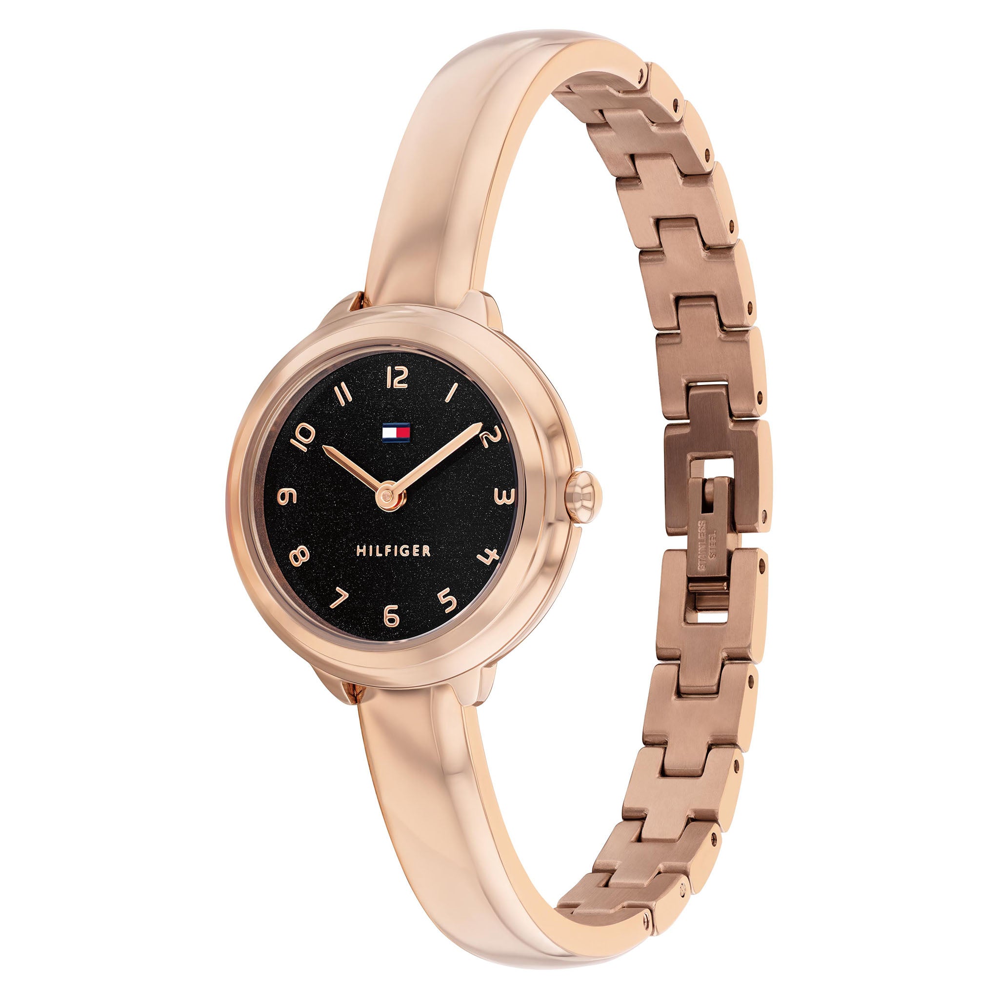 Tommy Hilfiger Rose Gold Steel Black Dial Women's Watch - 1782896