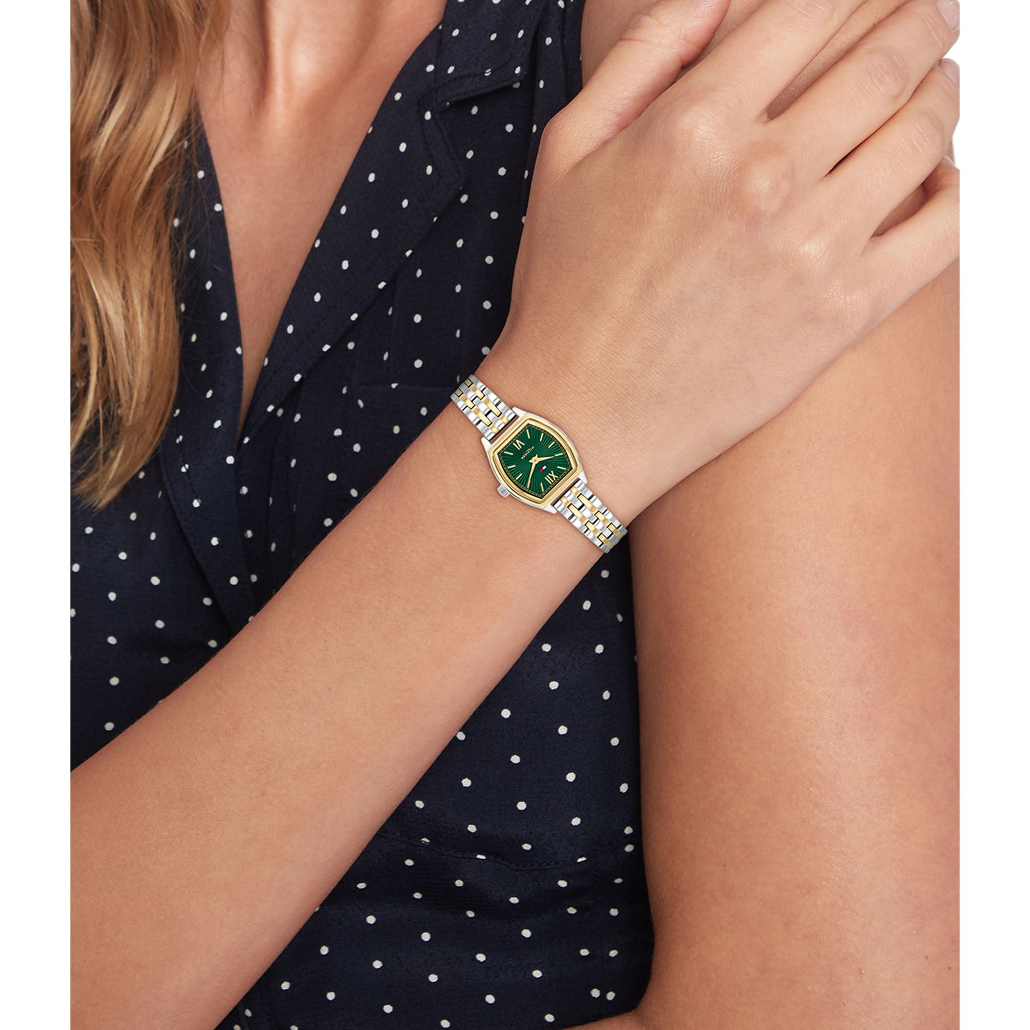 Tommy Hilfiger Two-Tone Steel Emerald Green Dial Women's Watch - 1782907