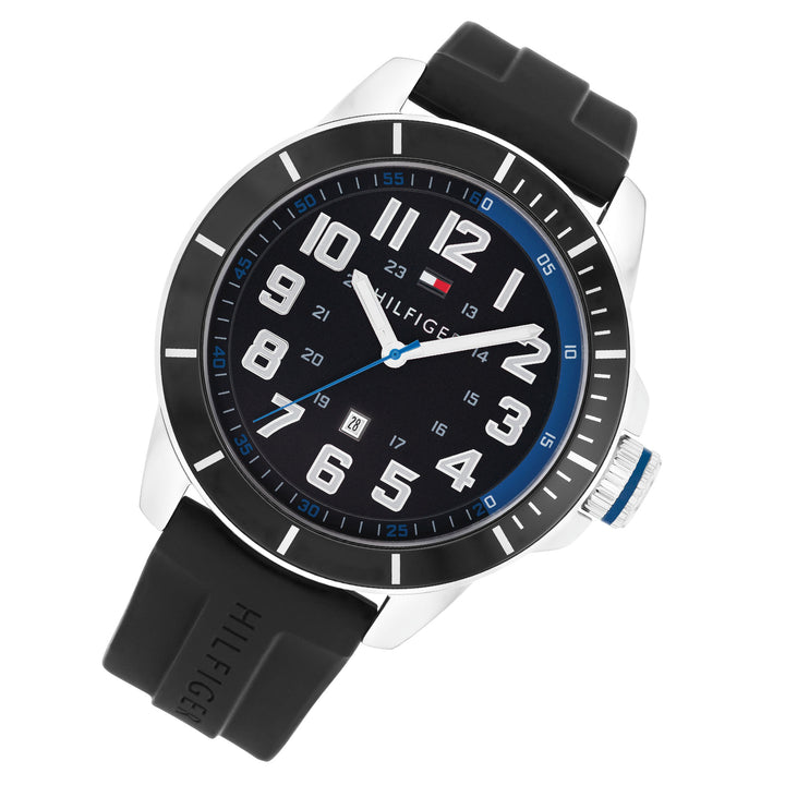 Tommy Hilfiger Silicone Black Dial Men's Watch - 1791072