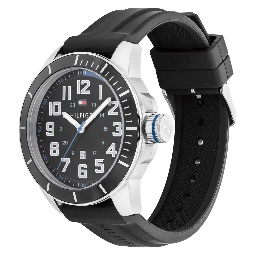 Tommy Hilfiger Silicone Black Dial Men's Watch - 1791072