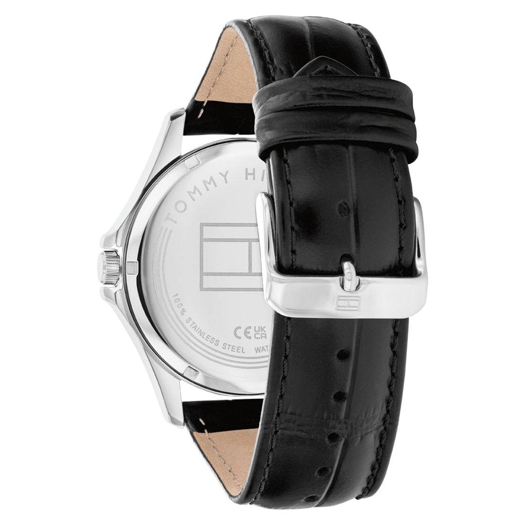 Tommy Hilfiger Black Leather Grey Dial Men's Watch - 1791376