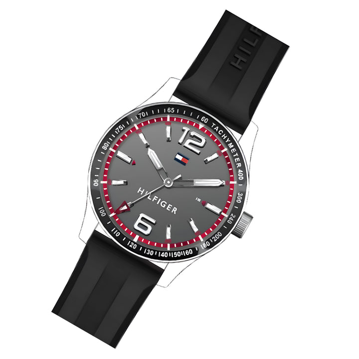 Tommy Hilfiger Black Silicone Grey Dial Men's Watch - 1791438