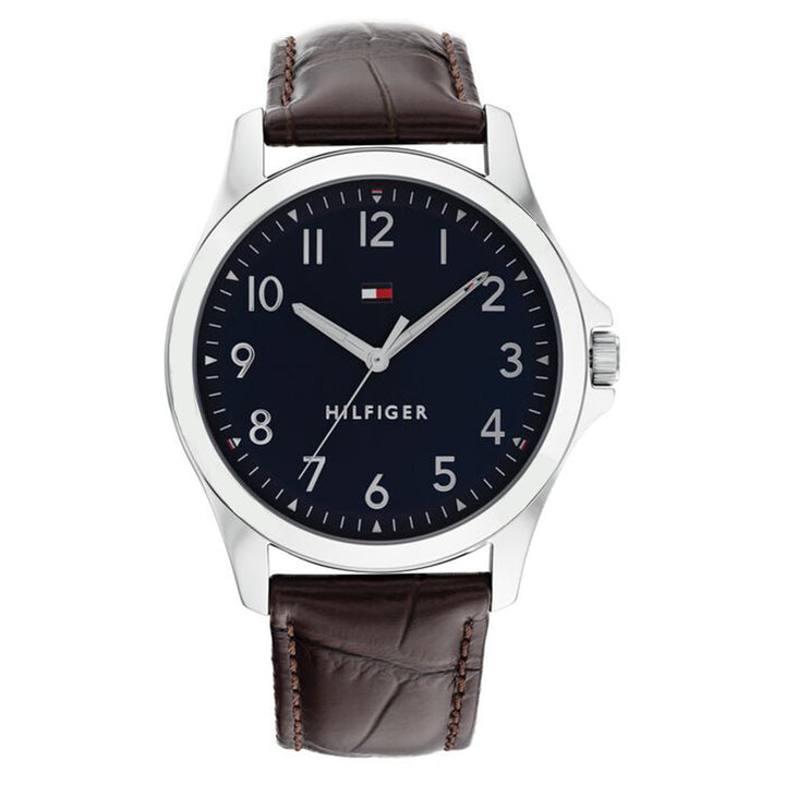 Tommy Hilfiger Brown Leather Navy Dial Men's Watch - 1791449