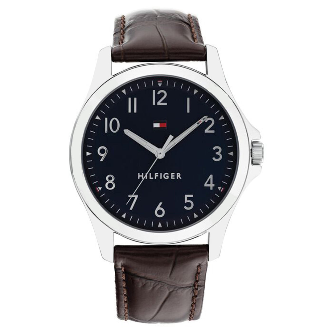 Tommy Hilfiger Brown Leather Navy Dial Men's Watch - 1791449