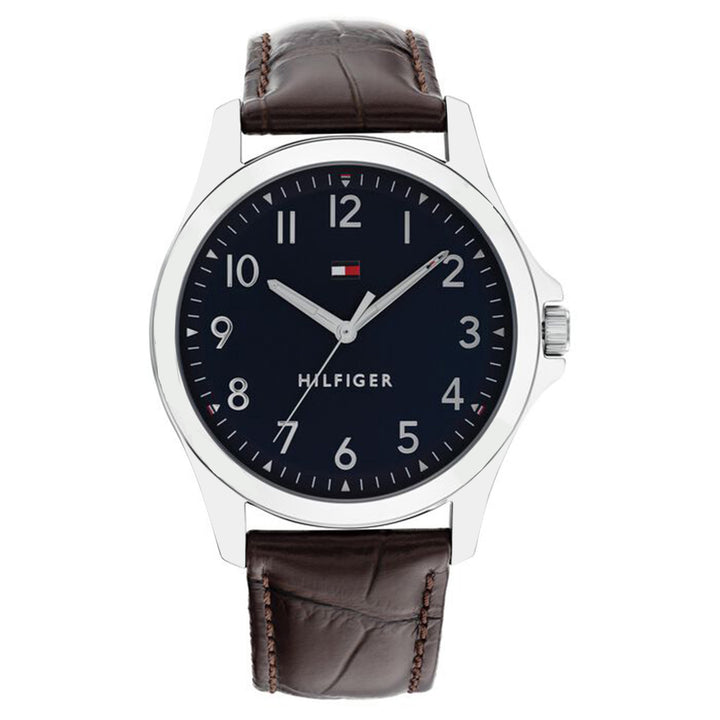 Tommy Hilfiger Brown Leather Navy Dial Men's Watch - 1791449