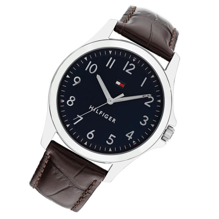Tommy Hilfiger Brown Leather Navy Dial Men's Watch - 1791449