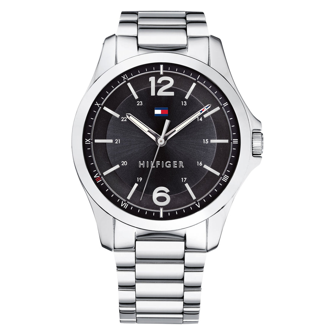 Tommy Hilfiger Stainless Steel Black Dial Men's Watch - 1791460