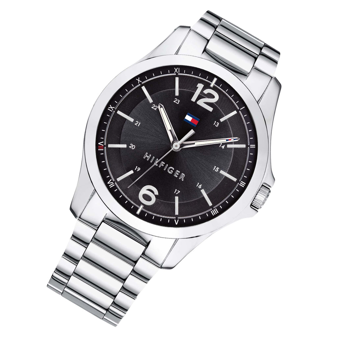 Tommy Hilfiger Stainless Steel Black Dial Men's Watch - 1791460