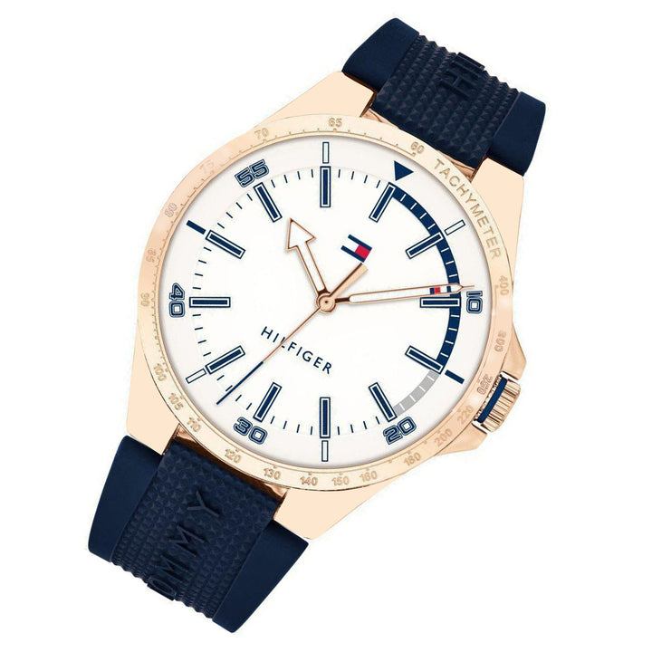 Tommy Hilfiger Blue Silicone White Dial Men's Watch - 1791526