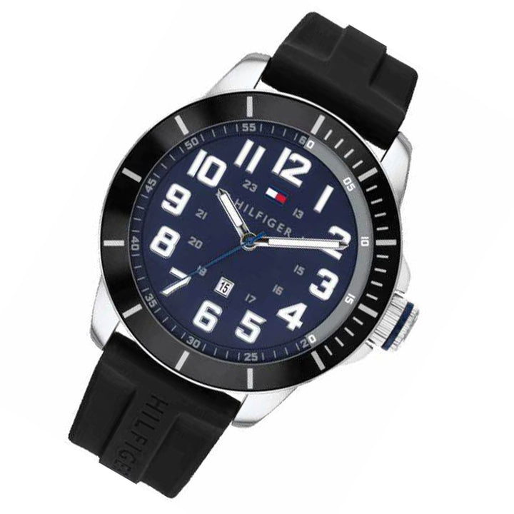 Tommy Hilfiger Black Silicone Navy Dial Men's Watch - 1791661