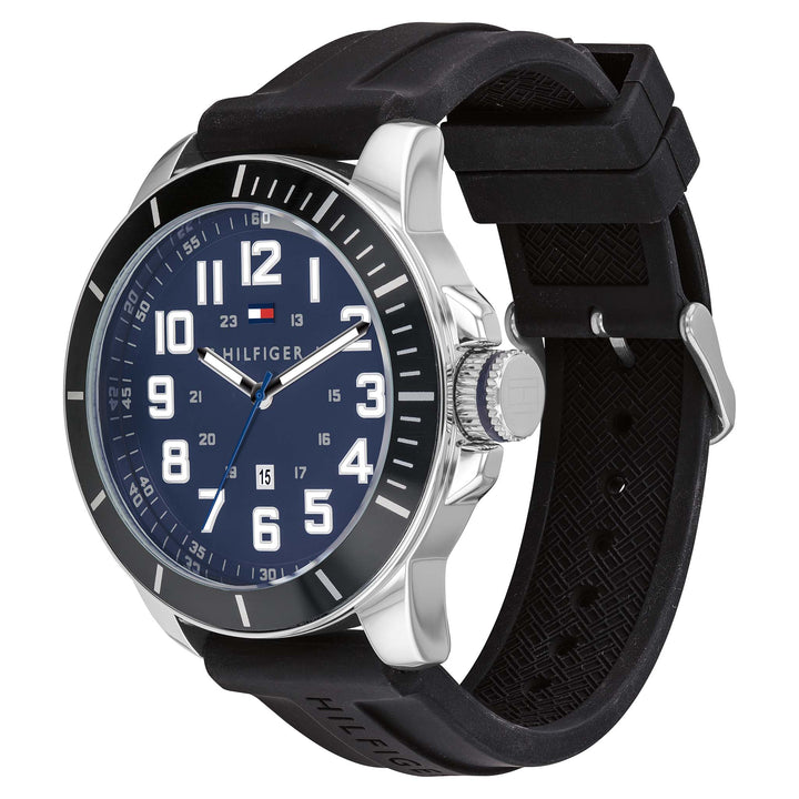 Tommy Hilfiger Black Silicone Navy Dial Men's Watch - 1791661