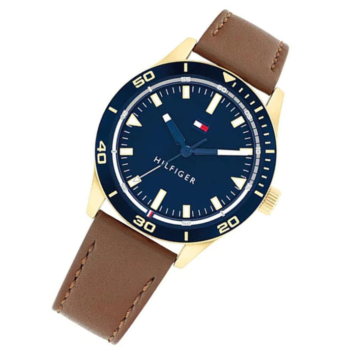 Tommy Hilfiger Brown Leather Navy Dial Men's Watch - 1791818