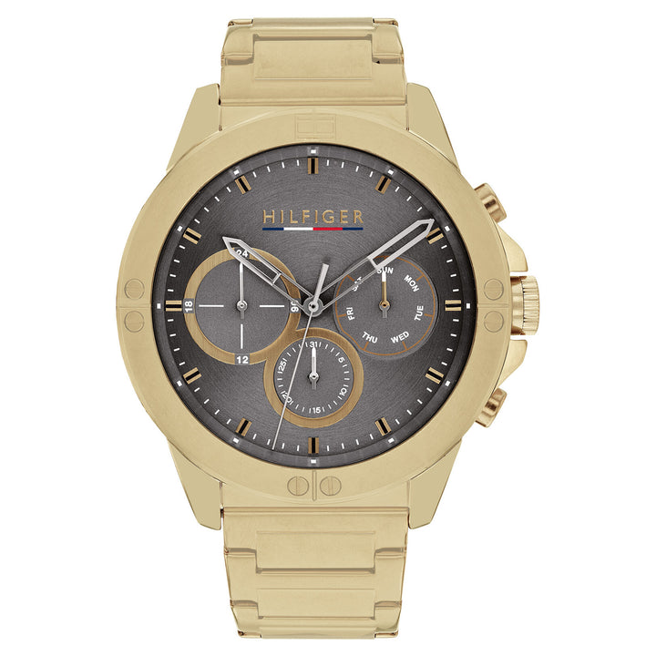 Tommy Hilfiger Gold Steel Grey Dial Multi-function Men's Watch - 1791891