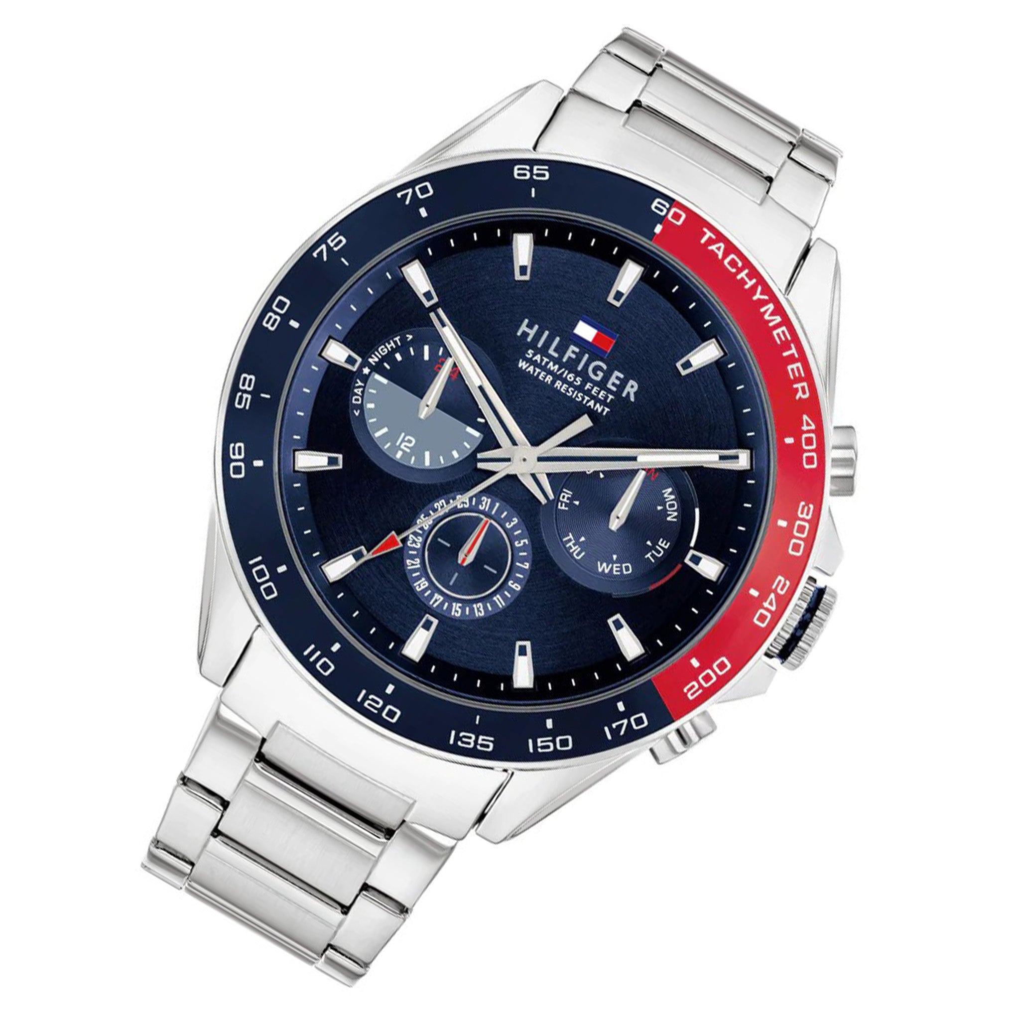 Tommy Hilfiger Silver Steel Blue Dial Men's Multi-function Watch - 1791968