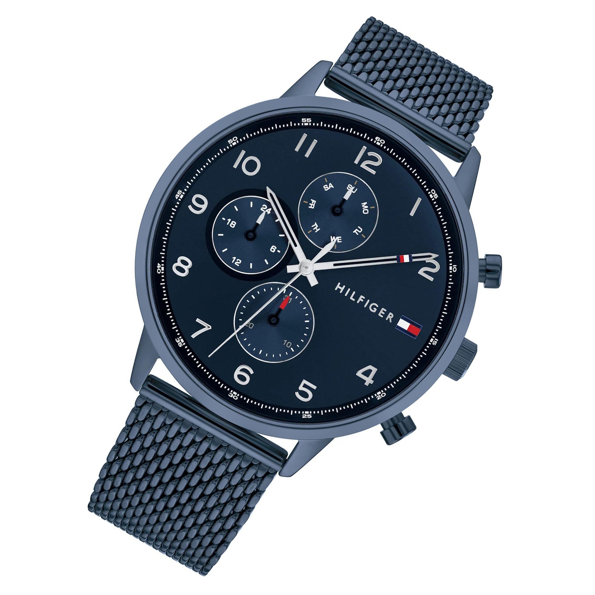 Tommy Hilfiger Blue Steel Mesh Navy Dial Men's Multi-function Watch - 1791990