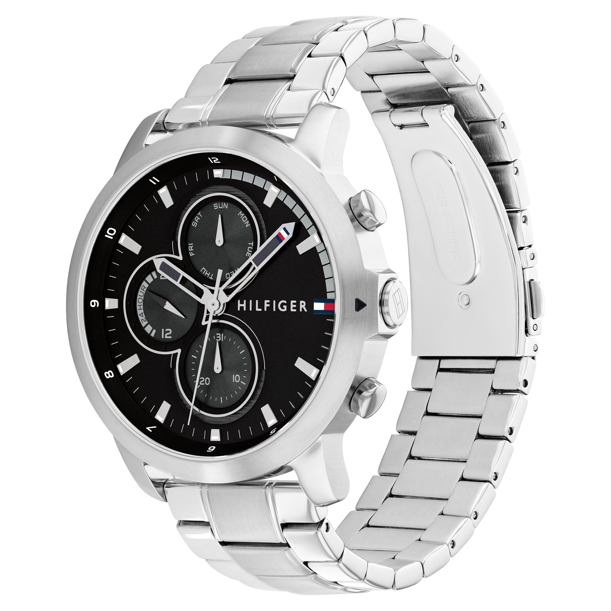 Tommy Hilfiger Stainless Steel Black Dial Multi-function Men's Watch - 1792048