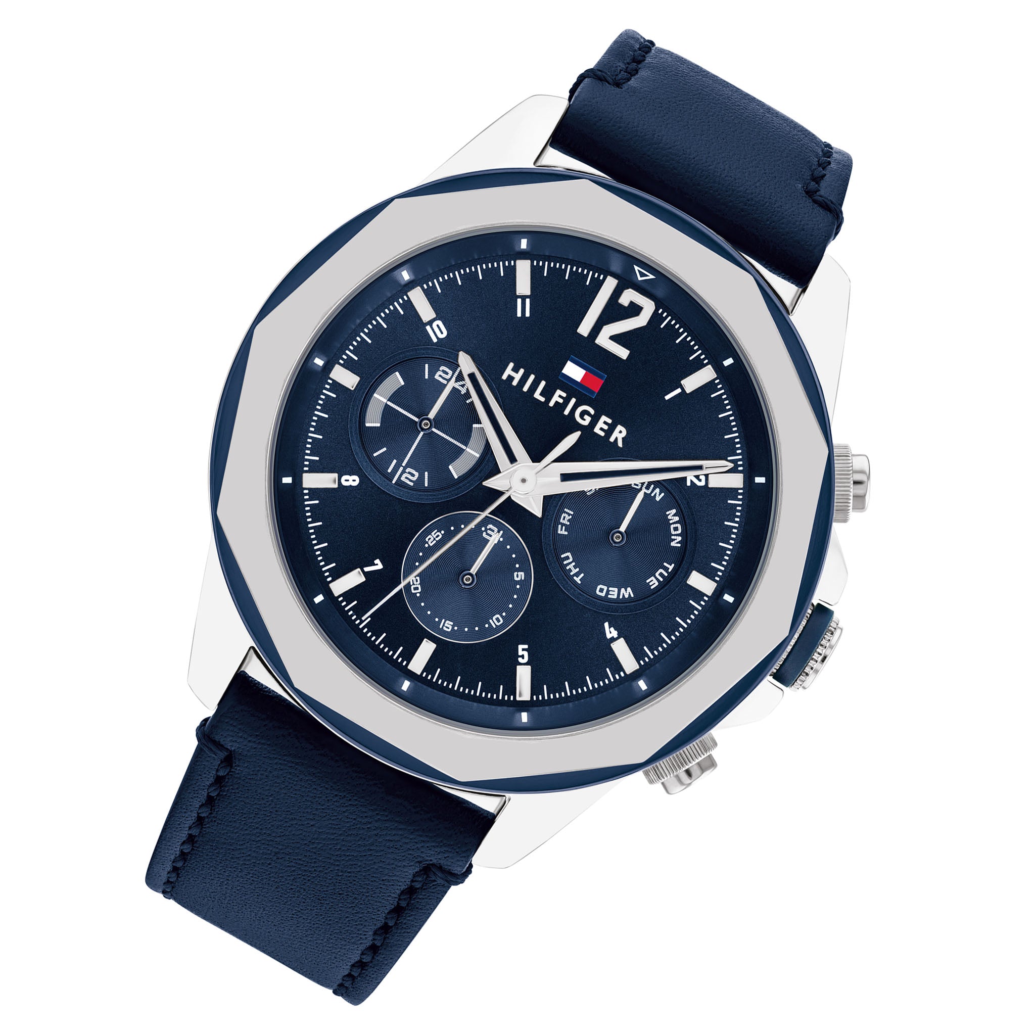 Tommy Hilfiger Navy Leather Multi-function Men's Watch - 1792063