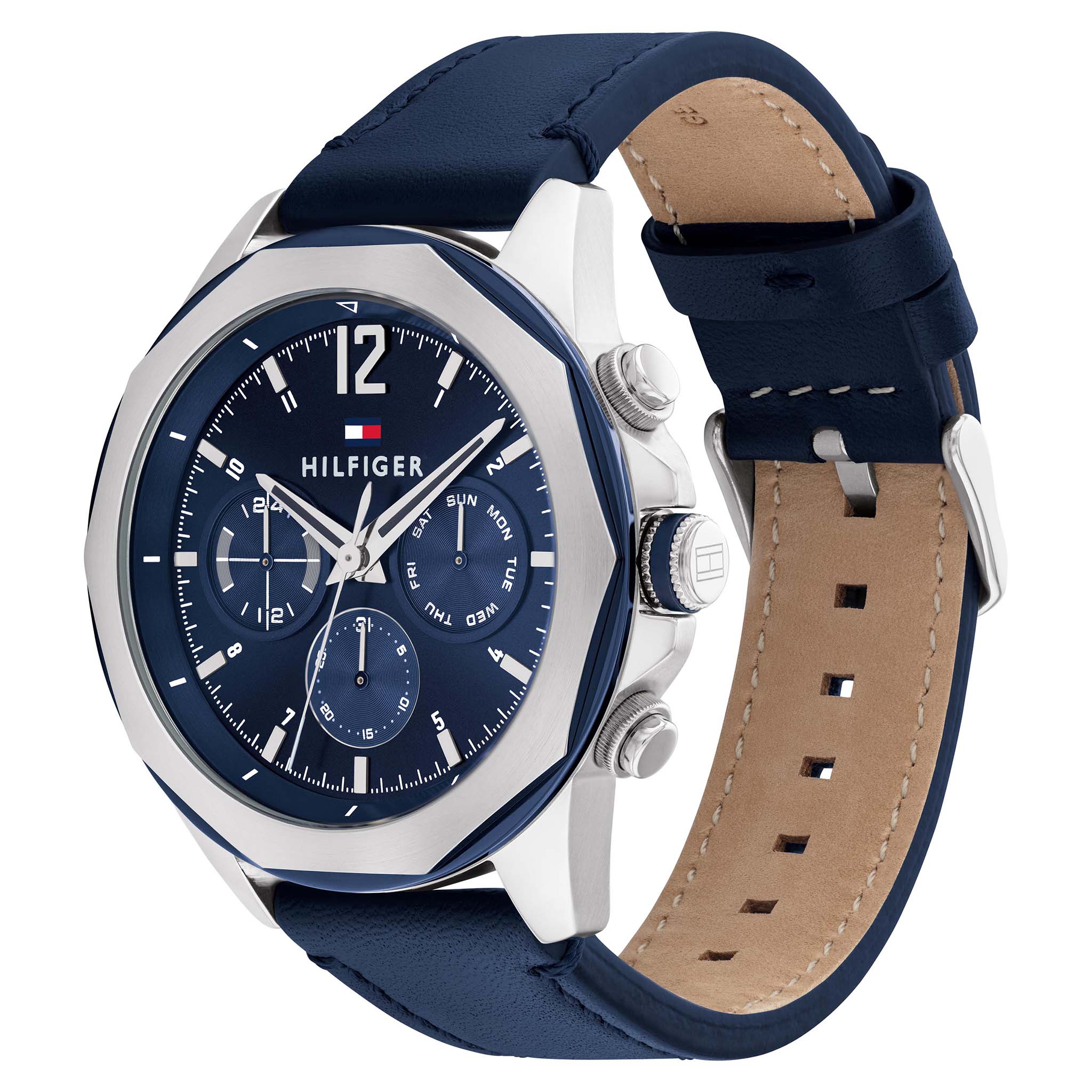 Tommy Hilfiger Navy Leather Multi-function Men's Watch - 1792063