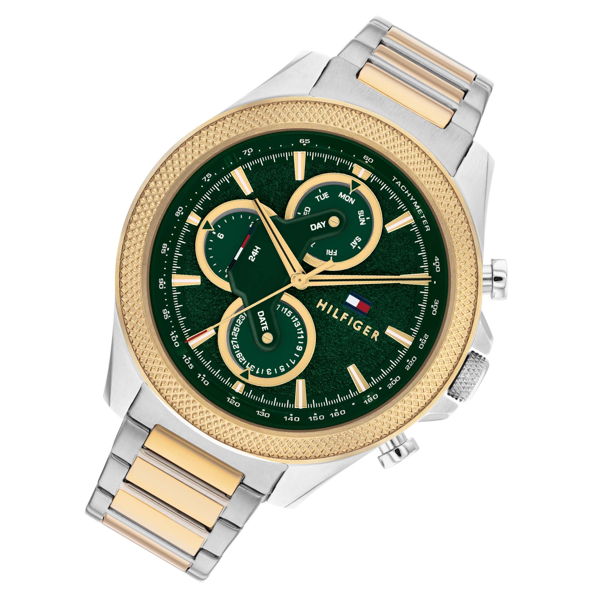Tommy Hilfiger Two-Tone Steel Green Dial Multi-function Men's Watch - 1792079